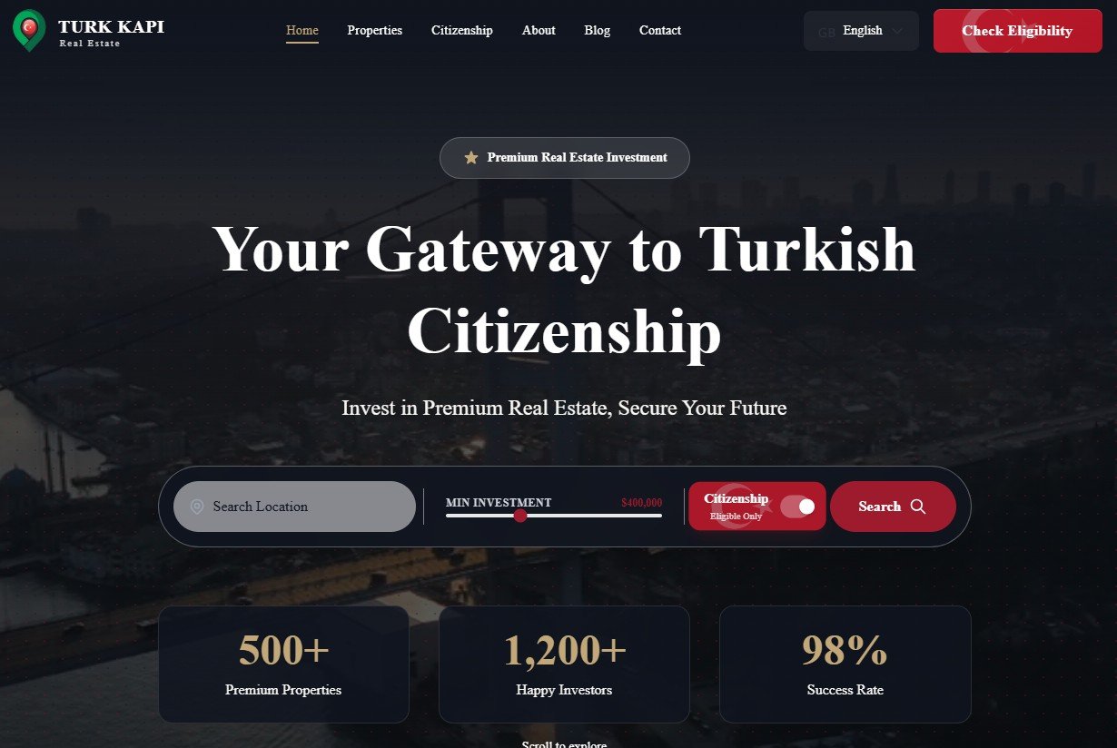 Turk Kapi Real Estate — Turkish citizenship by investment platform built by WISHDD